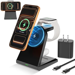 Magnet Wireless iPhone Charging Station,3 in 1 Fast 25W Magnetic Phone Charger Stand & 35W USBC Wall Charger Adapter & 3FT USBC Cable Fast Charging for iPhone 17/16/15/14/13/12/Plus/Pro/Airpods/iWatch Magnet Wireless iPhone Charging Station,3 in 1 Fast 25W Magnetic Phone Charger Stand & 35W USBC Wall Charger Adapter & 3FT USBC Cable Fast Charging for iPhone 17/16/15/14/13/12/Plus/Pro/Airpods/iWatch