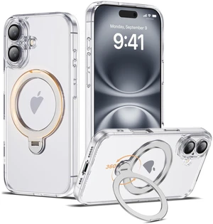 Plating Clear Case for iPhone 16 with Stand 6.1", Clear | Plating Glossy Case for iPhone 16 Phone Case,360° Magnetic Ring Stand,Compatible with Mag-Safe,Full Camera Protector Plating Clear Case for iPhone 16 with Stand 6.1", Clear | Plating Glossy Case for iPhone 16 Phone Case,360° Magnetic Ring Stand,Compatible with Mag-Safe,Full Camera Protector