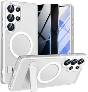 Magnetic Case for Samsung Galaxy S25 Ultra with 2X Privacy Screen Protectors,Galaxy S 25 Ultra Phone Case with Stand & Compatible with MagSafe,Shockproof Translucent Matte Protective Cover,Frosted Magnetic Case for Samsung Galaxy S25 Ultra with 2X Privacy Screen Protectors,Galaxy S 25 Ultra Phone Case with Stand & Compatible with MagSafe,Shockproof Translucent Matte Protective Cover,Frosted