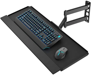 Keyboard Wall Mount with Adjustable Arm, Fits 19.8 lbs, 7.6"x25.8" Platform | Wall Mount Keyboard and Mouse Tray,Swivel & Tilt,Extends 15",Space-Saving Stand for Home Office, Gaming, Workstation Keyboard Wall Mount with Adjustable Arm, Fits 19.8 lbs, 7.6"x25.8" Platform | Wall Mount Keyboard and Mouse Tray,Swivel & Tilt,Extends 15",Space-Saving Stand for Home Office, Gaming, Workstation