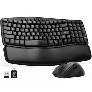 Wireless Keyboard and Mouse Combo, Compact Ergonomic Wave Key, MA61 | Wide Soft Memory Foam Wrist Rest, 30dB Quiet Typing, Compact Layout, 3 DPI Mouse, USB-C Adapter, 2.4G Stable for Laptop, PC Wireless Keyboard and Mouse Combo, Compact Ergonomic Wave Key, MA61 | Wide Soft Memory Foam Wrist Rest, 30dB Quiet Typing, Compact Layout, 3 DPI Mouse, USB-C Adapter, 2.4G Stable for Laptop, PC