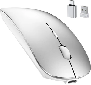 Bluetooth Wireless Mouse for Laptop Mac, Slim Rechargeable Mouse | Bluetooth 5.2/3.0 & 2.4G USB-A & USB-C, Silent Click, 6 Adjustable 4800 DPI Computer Mouse for Mac OS, iPad, Windows, Android Bluetooth Wireless Mouse for Laptop Mac, Slim Rechargeable Mouse | Bluetooth 5.2/3.0 & 2.4G USB-A & USB-C, Silent Click, 6 Adjustable 4800 DPI Computer Mouse for Mac OS, iPad, Windows, Android