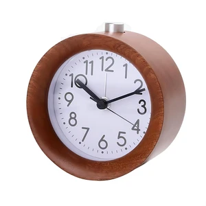 Round Wooden Alarm Clock Analog Non Ticking Night Light Snooze | Silent Arabic Numerals Battery Operated for Desktop Bedroom Bedside Brown Round Wooden Alarm Clock Analog Non Ticking Night Light Snooze | Silent Arabic Numerals Battery Operated for Desktop Bedroom Bedside Brown