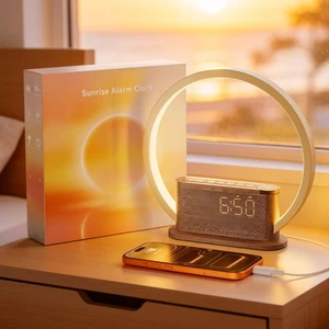 Wood Grain Alarm Clock with Sunrise Lamp & White Noise Sound Machine | Natural Wake-Up Light, Dual Alarms & Snooze, 20 Soothing Sounds, Dimmable Clock & Night Light, for Heavy Sleepers & Adults Wood Grain Alarm Clock with Sunrise Lamp & White Noise Sound Machine | Natural Wake-Up Light, Dual Alarms & Snooze, 20 Soothing Sounds, Dimmable Clock & Night Light, for Heavy Sleepers & Adults