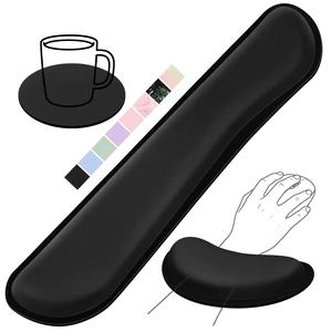 Keyboard Wrist Rest Set, Gel Memory Foam, 3-Piece, Black | Silky Wrist Rest for Computer Keyboard and Mouse Pad, Ergonomic Wrist Support for Typing Pain Relief, Office Desk Accessories Keyboard Wrist Rest Set, Gel Memory Foam, 3-Piece, Black | Silky Wrist Rest for Computer Keyboard and Mouse Pad, Ergonomic Wrist Support for Typing Pain Relief, Office Desk Accessories