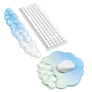 Cloud Gel Keyboard Wrist Rest and Mouse Pad Set - Blue | Ergonomic Cute Clear Keyboard Wrist Pad Support, Non-Slip Desk Accessories for Office Computer and Home, Typing Pain Relief Cloud Gel Keyboard Wrist Rest and Mouse Pad Set - Blue | Ergonomic Cute Clear Keyboard Wrist Pad Support, Non-Slip Desk Accessories for Office Computer and Home, Typing Pain Relief