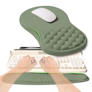 2-in-1 Ergonomic Set, Wave Rise Keyboard Wrist Rest and Massage Bulge Slope Mouse Pad Wrist Support, Cushion Memory Foam Integrated to Relieve Wrist Pain, Olive Green 2-in-1 Ergonomic Set, Wave Rise Keyboard Wrist Rest and Massage Bulge Slope Mouse Pad Wrist Support, Cushion Memory Foam Integrated to Relieve Wrist Pain, Olive Green