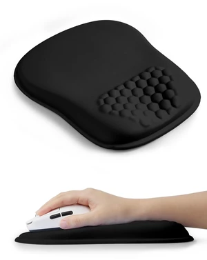 Minimalist Black Ergonomic Mouse Pad with Sloped Wrist Rest | Wrist Hugging Cushion, Desk Space-Saving, Memory Foam, For Long Hours of Computer Work, Comfort Support for Office/Home PC Minimalist Black Ergonomic Mouse Pad with Sloped Wrist Rest | Wrist Hugging Cushion, Desk Space-Saving, Memory Foam, For Long Hours of Computer Work, Comfort Support for Office/Home PC