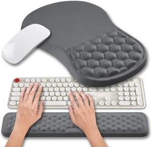 2 in 1 Ergonomic Mouse Pad Wrist Support & Wrist Rest for Computer Keyboard Set, with Relieve Carpal Tunnel Pain Massage Bulge and Full Memory Gel Design (2In1 Set, Dark Gray) 2 in 1 Ergonomic Mouse Pad Wrist Support & Wrist Rest for Computer Keyboard Set, with Relieve Carpal Tunnel Pain Massage Bulge and Full Memory Gel Design (2In1 Set, Dark Gray)