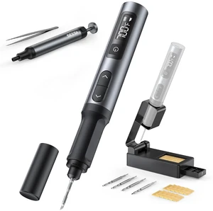 S01 16W Cordless Soldering Iron Kit, 2600mAh Battery, Foldable Stand | 7s Fast Heating(390-840), 10 Step Adjust, Protective Cap, Portable 16W Soldering Pen for Electronics Repair, DIY & PCB S01 16W Cordless Soldering Iron Kit, 2600mAh Battery, Foldable Stand | 7s Fast Heating(390-840), 10 Step Adjust, Protective Cap, Portable 16W Soldering Pen for Electronics Repair, DIY & PCB