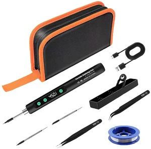 Cordless Soldering Iron Pen Kit,10 in 1 USB,1100mAh Battery, for Repair | 90-min fast charge for 30-min use,LED light for dark spots,With 3 tips, stand, solder wire, 2 tweezers & toolkit bag Cordless Soldering Iron Pen Kit,10 in 1 USB,1100mAh Battery, for Repair | 90-min fast charge for 30-min use,LED light for dark spots,With 3 tips, stand, solder wire, 2 tweezers & toolkit bag