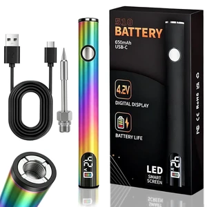 Portable Soldering Iron Cart Pen - USB-C Rechargeable with LED Screen | 510 Thread Universal Connector, Adjustable Voltage 2.7V/3.7V/4.2V, 842°F, 650mAh Battery for Home Appliance Electronics Portable Soldering Iron Cart Pen - USB-C Rechargeable with LED Screen | 510 Thread Universal Connector, Adjustable Voltage 2.7V/3.7V/4.2V, 842°F, 650mAh Battery for Home Appliance Electronics