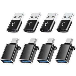 WRIARICH USB C Adapters 8 Pack, Type C to USB Adapter, USB C USB A Male Female Adaptor, C to USB 3.0 OTG Converter for iPhone 15 14 13, MacBook, iPad, Charger, Black WRIARICH USB C Adapters 8 Pack, Type C to USB Adapter, USB C USB A Male Female Adaptor, C to USB 3.0 OTG Converter for iPhone 15 14 13, MacBook, iPad, Charger, Black
