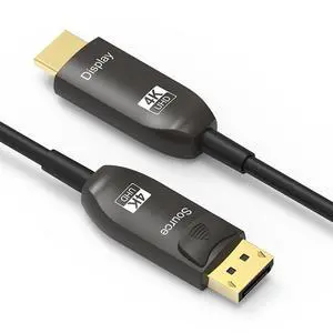 WRIARICH 50FT Long DisplayPort to HDMI Cable Optical, 4K60HZ, Black, Aluminum, DP to HDMI Optical Compatible with MacBook Pro/Air, iMac, Microsoft Surface Pro/Dock, Monitor, Projector WRIARICH 50FT Long DisplayPort to HDMI Cable Optical, 4K60HZ, Black, Aluminum, DP to HDMI Optical Compatible with MacBook Pro/Air, iMac, Microsoft Surface Pro/Dock, Monitor, Projector