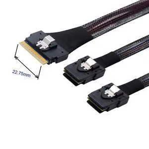 WRIARICH PCI-E Ultraport Slimline SAS Slim 4.0 SFF-8654 8i 74pin to Dual SFF-8087 Mini SAS Cable PCI-Express 50CM WRIARICH PCI-E Ultraport Slimline SAS Slim 4.0 SFF-8654 8i 74pin to Dual SFF-8087 Mini SAS Cable PCI-Express 50CM