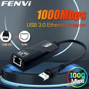 FENVI 1000Mbps USB3.0 To Rj45 Network Adapter RTL8153 Lan Ethernet Adapter 100/1000Mbps Network Card For Macbook Laptop Win10/11 FENVI 1000Mbps USB3.0 To Rj45 Network Adapter RTL8153 Lan Ethernet Adapter 100/1000Mbps Network Card For Macbook Laptop Win10/11