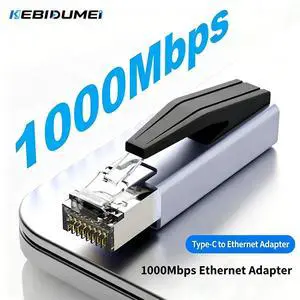 Kebidumei 1000Mbps Type C to Ethernet Adapter Portable Network Card Converter USB C Female to RJ45 Male for MacBook Pro iPhone16 Kebidumei 1000Mbps Type C to Ethernet Adapter Portable Network Card Converter USB C Female to RJ45 Male for MacBook Pro iPhone16