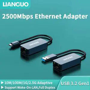 LIANGUO 2500Mbps Ethernet Adapter USB 3.0 Type-C To RJ45 2.5G USB 3.0 Wired Adapter Converter LAN Network Hub for Windows/MAC LIANGUO 2500Mbps Ethernet Adapter USB 3.0 Type-C To RJ45 2.5G USB 3.0 Wired Adapter Converter LAN Network Hub for Windows/MAC