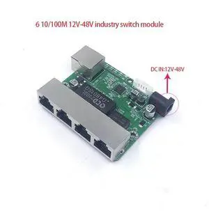 Mini PCBA 6Ports Industrial switch module 10/100Mbps 12V-48V 10/100Mbps Ethernet Mini PCBA 6Ports Industrial switch module 10/100Mbps 12V-48V 10/100Mbps Ethernet