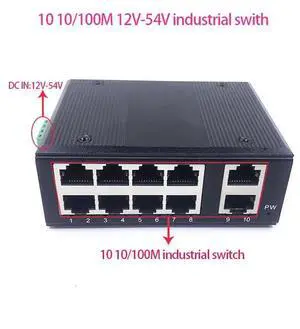 Unmanaged 10port 10/100M 12V-54V industrial Ethernet switch Metal case Unmanaged 10port 10/100M 12V-54V industrial Ethernet switch Metal case