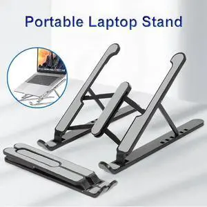 Laptop Stand Adjustable Height Angle Aluminum Foldable Desktop Notebook Holder for Mac and PC black Laptop Stand Adjustable Height Angle Aluminum Foldable Desktop Notebook Holder for Mac and PC black