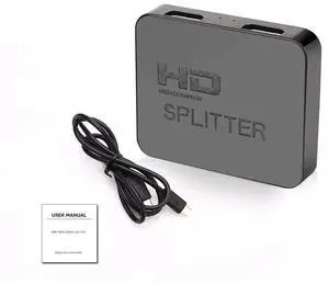 Enclosure 1x2 HDMI Splitter 4K 1080P 3D Compatible PC Monitor Projector Laptop TV Dual Display Video Distributor Black HMSP-BL01-black-4CHAW Enclosure 1x2 HDMI Splitter 4K 1080P 3D Compatible PC Monitor Projector Laptop TV Dual Display Video Distributor Black HMSP-BL01-black-4CHAW
