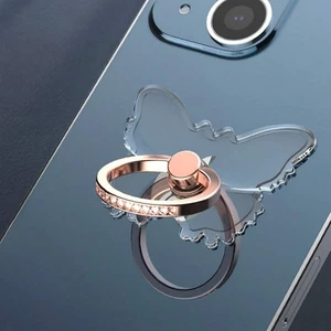 Bks 360° Transparent Butterfly Phone Holder With Ring Grip, Adjustable Hands-Free Stand For Home Office Bks 360° Transparent Butterfly Phone Holder With Ring Grip, Adjustable Hands-Free Stand For Home Office