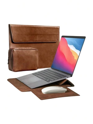 Bks 13-14 Inch Laptop Sleeve Bag Leather Protective Case with Stand Holder for Desk Classroom Teacher Storage Organizer Bks 13-14 Inch Laptop Sleeve Bag Leather Protective Case with Stand Holder for Desk Classroom Teacher Storage Organizer