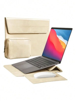 Bks 13-14 Inch Laptop Sleeve Bag Leather Protective Case with Stand Holder for Desk Classroom Teacher Storage Organizer Bks 13-14 Inch Laptop Sleeve Bag Leather Protective Case with Stand Holder for Desk Classroom Teacher Storage Organizer