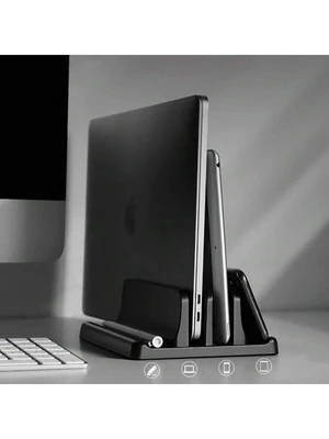 Bks Adjustable Ergonomic Laptop Stand - ABS Material Height Adjustable Desktop Notebook Holder for MacBook iPad Tablet Vertical Storage Rack Black Bks Adjustable Ergonomic Laptop Stand - ABS Material Height Adjustable Desktop Notebook Holder for MacBook iPad Tablet Vertical Storage Rack Black