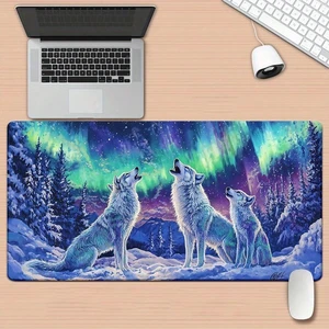 Bks Large Extended Gaming Mouse Pad with Aurora Wolf Design, Waterproof PU Leather Surface Non-Slip Base for Laptop Keyboard and Desk Accessories Bks Large Extended Gaming Mouse Pad with Aurora Wolf Design, Waterproof PU Leather Surface Non-Slip Base for Laptop Keyboard and Desk Accessories