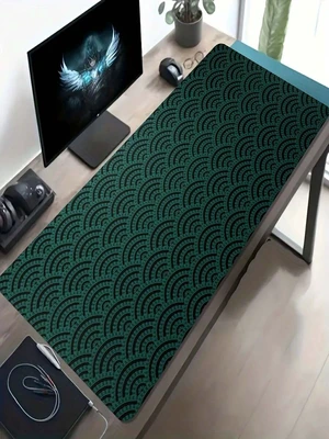 Bks Large E-Sports Gaming Mouse Pad Dark Green Fan Pattern Non-Slip Washable Rubber Base Desk Mat Office Desktop Decoration Bks Large E-Sports Gaming Mouse Pad Dark Green Fan Pattern Non-Slip Washable Rubber Base Desk Mat Office Desktop Decoration