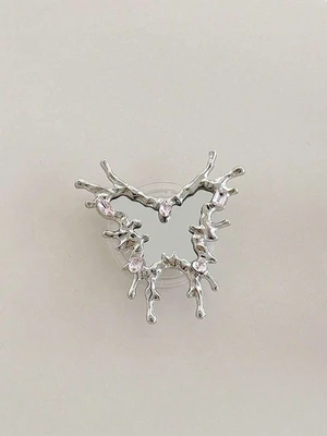 Bks Rhinestone Phone Grip Stand Holder, Asymmetric Butterfly Heart Design, Retractable Adhesive Mount for Smartphones Bks Rhinestone Phone Grip Stand Holder, Asymmetric Butterfly Heart Design, Retractable Adhesive Mount for Smartphones