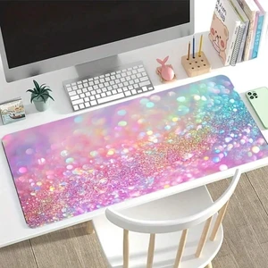 Bks Pink Rainbow Glitter Large Gaming Mouse Pad 23.6x13.8 Inch Non-Slip Rubber Base Washable Bks Pink Rainbow Glitter Large Gaming Mouse Pad 23.6x13.8 Inch Non-Slip Rubber Base Washable