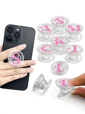 Bks Retractable Phone Grip Holder, Universal Smartphone Stand & Handle, Foldable Transparent Letter Design, Pink Multicolor Wedding Gift Bks Retractable Phone Grip Holder, Universal Smartphone Stand & Handle, Foldable Transparent Letter Design, Pink Multicolor Wedding Gift