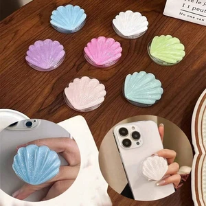 Bks Minimalist Solid Color Shiny Shell Folding Phone Stand With Ring Holder, Telescopic Bracket Compatible With iPhone Android Bks Minimalist Solid Color Shiny Shell Folding Phone Stand With Ring Holder, Telescopic Bracket Compatible With iPhone Android