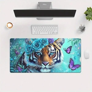 Bks XXL Gaming Mouse Pad Floral Tiger Print Anti-Slip Rubber Base Waterproof Stitched Edges Smooth Desk Mat for Laptop Office Bks XXL Gaming Mouse Pad Floral Tiger Print Anti-Slip Rubber Base Waterproof Stitched Edges Smooth Desk Mat for Laptop Office
