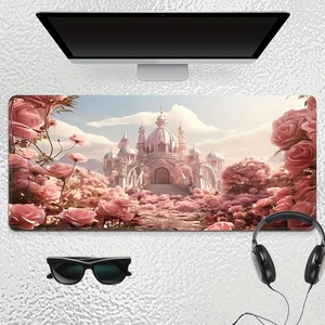 Bks Large Pink Rose Castle Mouse Pad Non-Slip Rubber Base Stitched Edges Gaming Office Desk Mat Bks Large Pink Rose Castle Mouse Pad Non-Slip Rubber Base Stitched Edges Gaming Office Desk Mat