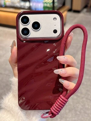 Bks Minimalist White Asymmetrical Wave Fashion 1pc Anti-Slip Wrinkle Water Wave + Wrist Strap Phone Case Compatible With IPhone 11, 13, 12, 14, 13 Pro Max, 14 Pro Max, 15, 15 Pro, 15 Pro Max, 16, 16 P Bks Minimalist White Asymmetrical Wave Fashion 1pc Anti-Slip Wrinkle Water Wave + Wrist Strap Phone Case Compatible With IPhone 11, 13, 12, 14, 13 Pro Max, 14 Pro Max, 15, 15 Pro, 15 Pro Max, 16, 16 P