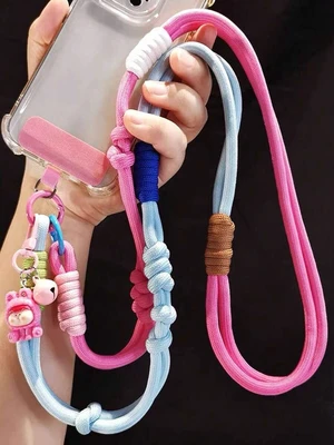 Bks 2pcs Dopamine Color Block Woven Crossbody Phone Lanyard with Hat Shaped Coin Purse, Adjustable Anti-Loss Shoulder Strap for Girls Travel Shopping Bks 2pcs Dopamine Color Block Woven Crossbody Phone Lanyard with Hat Shaped Coin Purse, Adjustable Anti-Loss Shoulder Strap for Girls Travel Shopping
