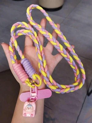 Bks 2pcs Dopamine Color Block Woven Crossbody Phone Lanyard with Hat Shaped Coin Purse, Adjustable Anti-Loss Shoulder Strap for Girls Travel Shopping Bks 2pcs Dopamine Color Block Woven Crossbody Phone Lanyard with Hat Shaped Coin Purse, Adjustable Anti-Loss Shoulder Strap for Girls Travel Shopping