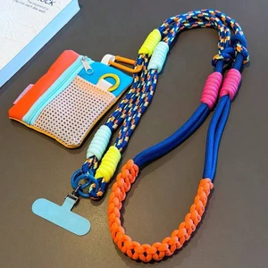 Bks 2pcs Dopamine Color Block Woven Crossbody Phone Lanyard with Hat Shaped Coin Purse, Adjustable Anti-Loss Shoulder Strap for Girls Travel Shopping Bks 2pcs Dopamine Color Block Woven Crossbody Phone Lanyard with Hat Shaped Coin Purse, Adjustable Anti-Loss Shoulder Strap for Girls Travel Shopping