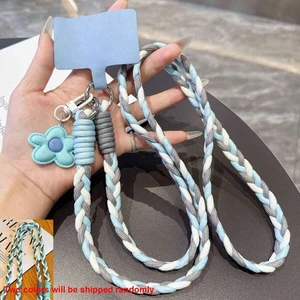Bks 2pcs Dopamine Color Block Woven Crossbody Phone Lanyard with Hat Shaped Coin Purse, Adjustable Anti-Loss Shoulder Strap for Girls Travel Shopping Bks 2pcs Dopamine Color Block Woven Crossbody Phone Lanyard with Hat Shaped Coin Purse, Adjustable Anti-Loss Shoulder Strap for Girls Travel Shopping