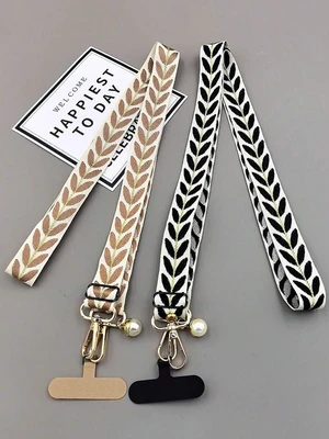 Bks Fabric Embroidered Phone Lanyard, Adjustable Crossbody Strap, Charging Port Card Slot, Anti-Lost Anti-Theft For Women Bks Fabric Embroidered Phone Lanyard, Adjustable Crossbody Strap, Charging Port Card Slot, Anti-Lost Anti-Theft For Women