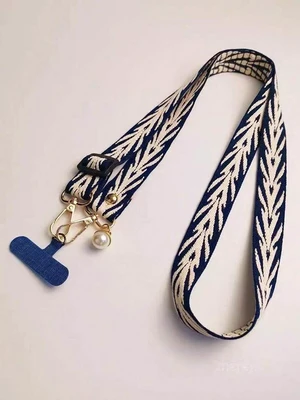 Bks Fabric Embroidered Phone Lanyard, Adjustable Crossbody Strap, Charging Port Card Slot, Anti-Lost Anti-Theft For Women Bks Fabric Embroidered Phone Lanyard, Adjustable Crossbody Strap, Charging Port Card Slot, Anti-Lost Anti-Theft For Women