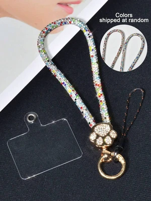 Bks Luxury Alloy Rhinestone Cat Paw Phone Lanyard Detachable Wrist Strap Crystal Studded Key Chain for Travel Shopping Gift Bks Luxury Alloy Rhinestone Cat Paw Phone Lanyard Detachable Wrist Strap Crystal Studded Key Chain for Travel Shopping Gift