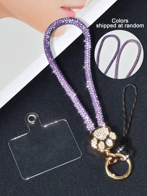 Bks Luxury Alloy Rhinestone Cat Paw Phone Lanyard Detachable Wrist Strap Crystal Studded Key Chain for Travel Shopping Gift Bks Luxury Alloy Rhinestone Cat Paw Phone Lanyard Detachable Wrist Strap Crystal Studded Key Chain for Travel Shopping Gift