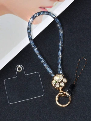 Bks Luxury Alloy Rhinestone Cat Paw Phone Lanyard Detachable Wrist Strap Crystal Studded Key Chain for Travel Shopping Gift Bks Luxury Alloy Rhinestone Cat Paw Phone Lanyard Detachable Wrist Strap Crystal Studded Key Chain for Travel Shopping Gift