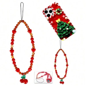Bks Cherry Phone Charm Strap Cute Cell Phone Lanyard Wrist Keychain Aesthetic Accessories For Bag Camera Pendant Bks Cherry Phone Charm Strap Cute Cell Phone Lanyard Wrist Keychain Aesthetic Accessories For Bag Camera Pendant