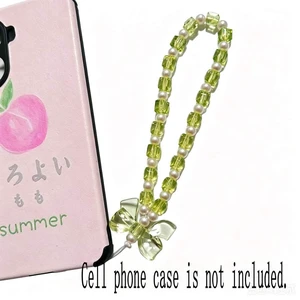 Bks Phone Lanyard Strap with Crystal Cube Pearl Bow Decor Beaded Hanging Accessory for Camera Earphone Case Bks Phone Lanyard Strap with Crystal Cube Pearl Bow Decor Beaded Hanging Accessory for Camera Earphone Case